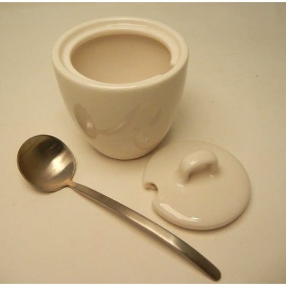 Starbucks Branded covered sugar and creamer & spoon New, white ceramic - Picture 3 of 9